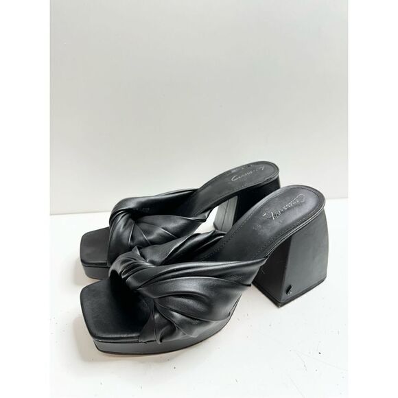 Circus NY by Sam Edelman Sandals Black Twisted Front Block Heel Open Toe - Picture 2 of 11